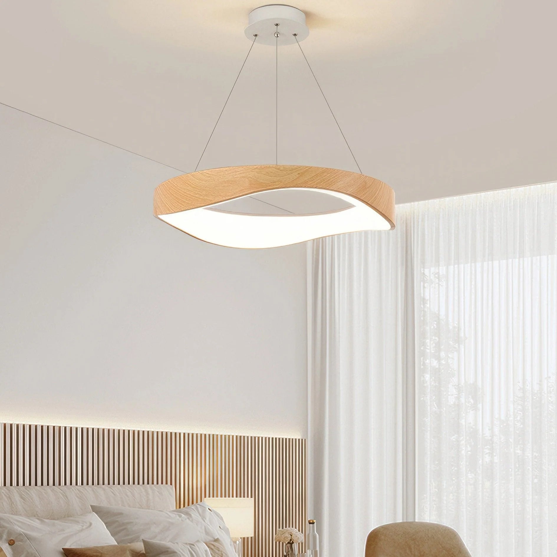 Lampada a sospensione nordica con venature del legno
