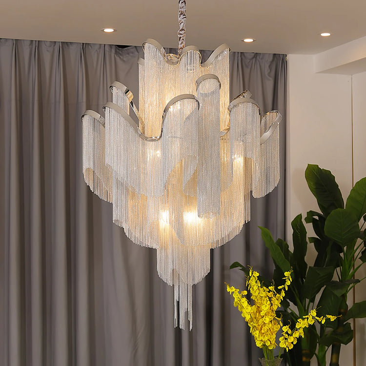 Classic Waterfall Aluminum Chain Chandelier