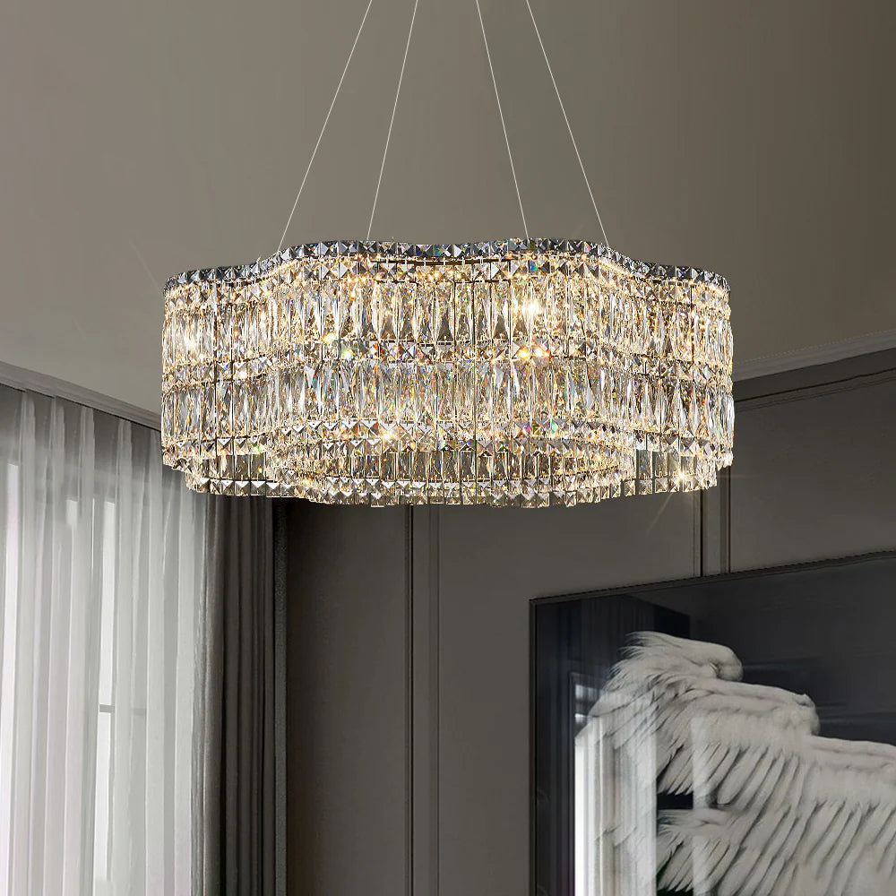 Lampadario elegante moderno con cristalli a forma di fiori