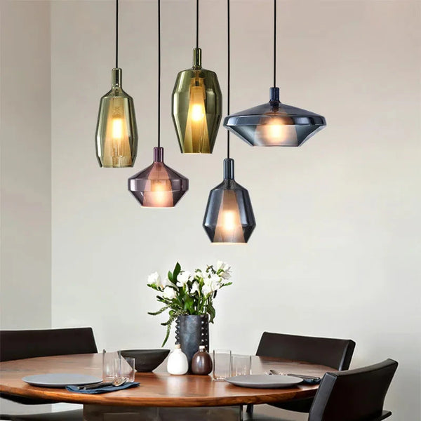 Modern nordisk färgad glashänge lampa