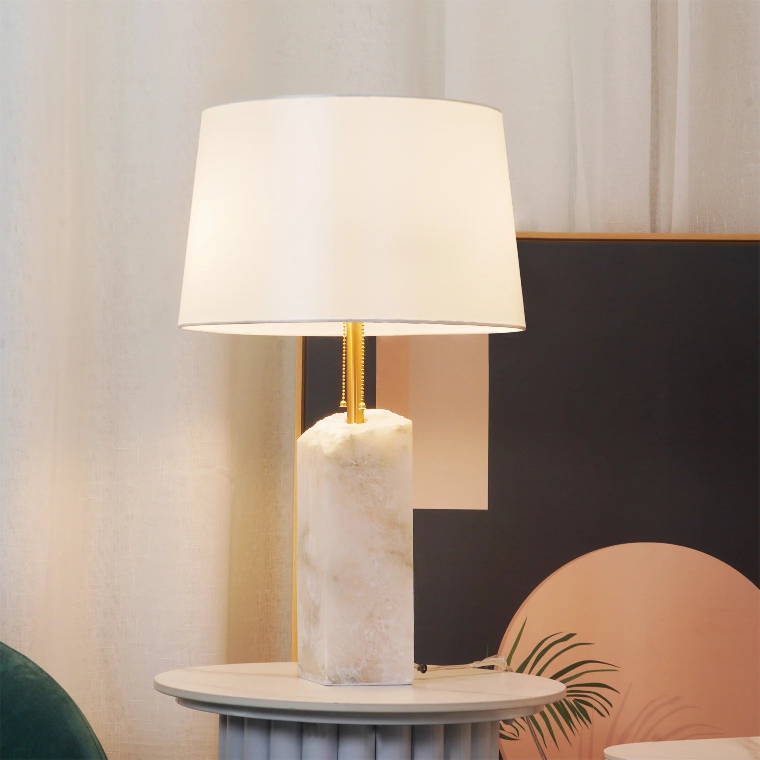 Modern Rectangular Alabaster Table Lamp