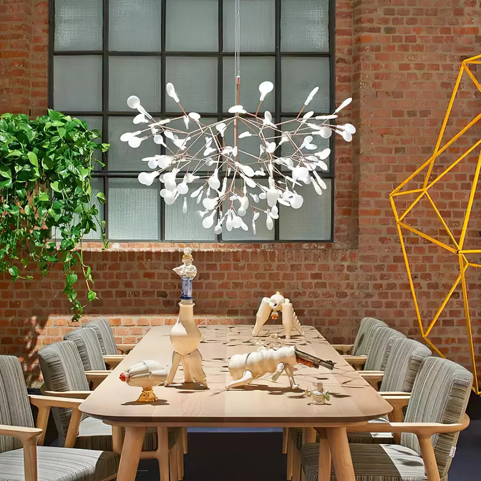 Lampadario luminoso in oro rosa