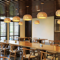 Rustic Bamboo Dome Pendant Lamp