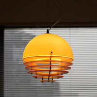 Lampada del ciondolo arancione Bauhaus della metà del secolo