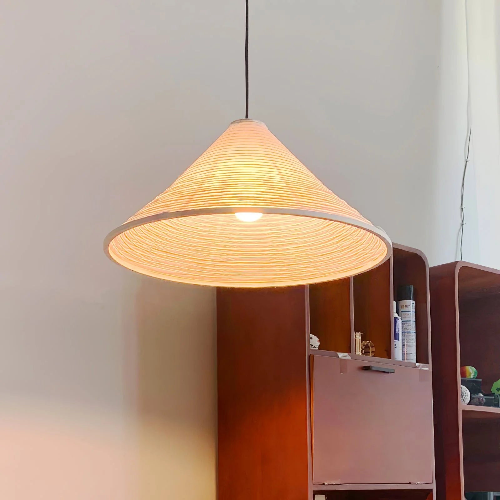 Lampe suspendue en papier prisme Wabi-Sabi