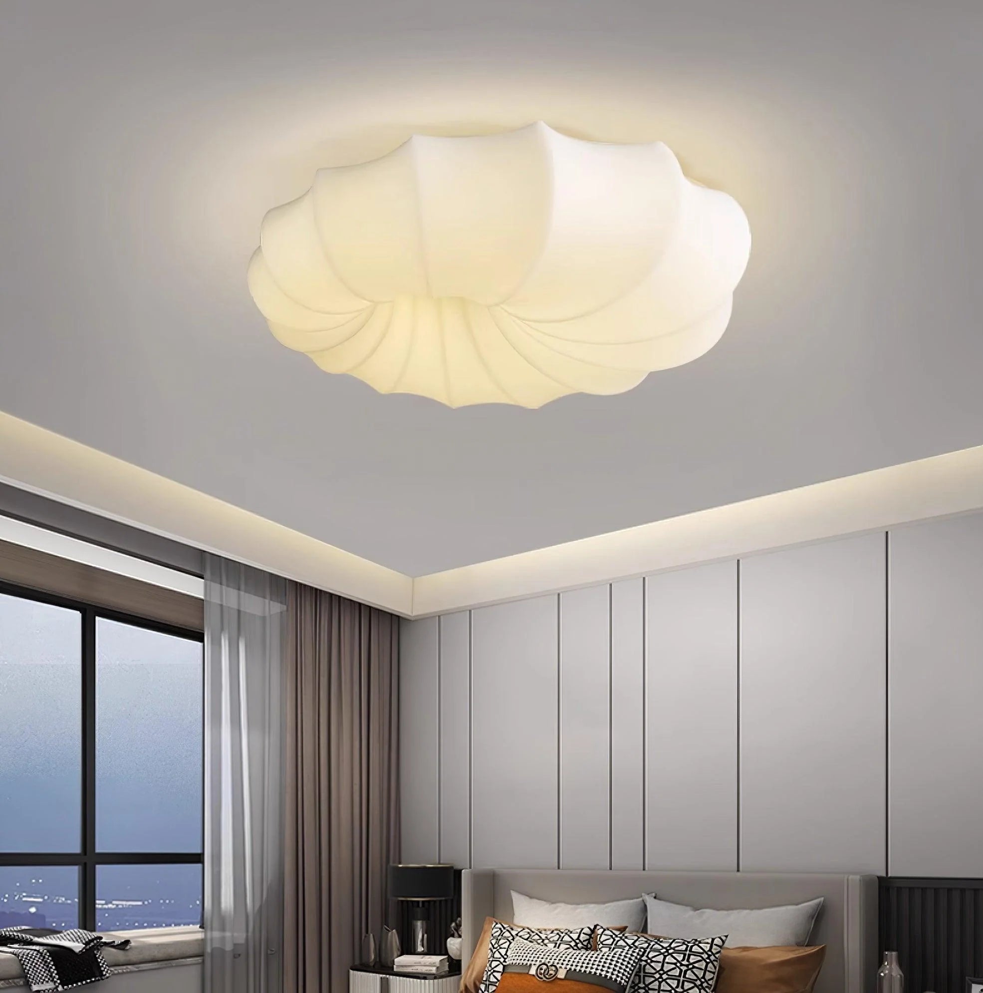 Minimalist Creamy Pumpkin Flush Mount Light