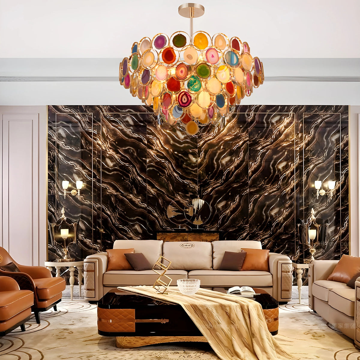 Boho Luxe Rainbow Agate Chandelier