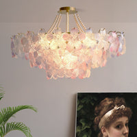 Elegant fløde blomster Pearl Crystal Chandelier