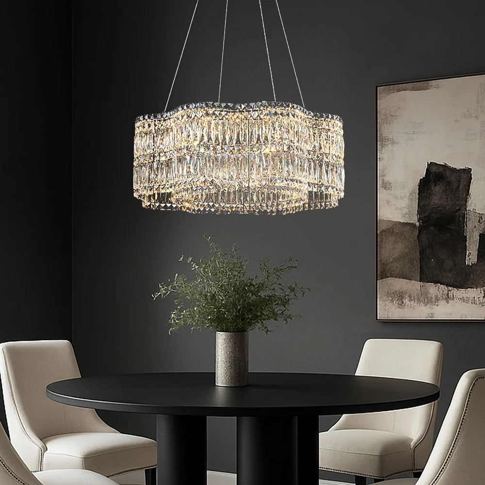 Lampadario elegante moderno con cristalli a forma di fiori