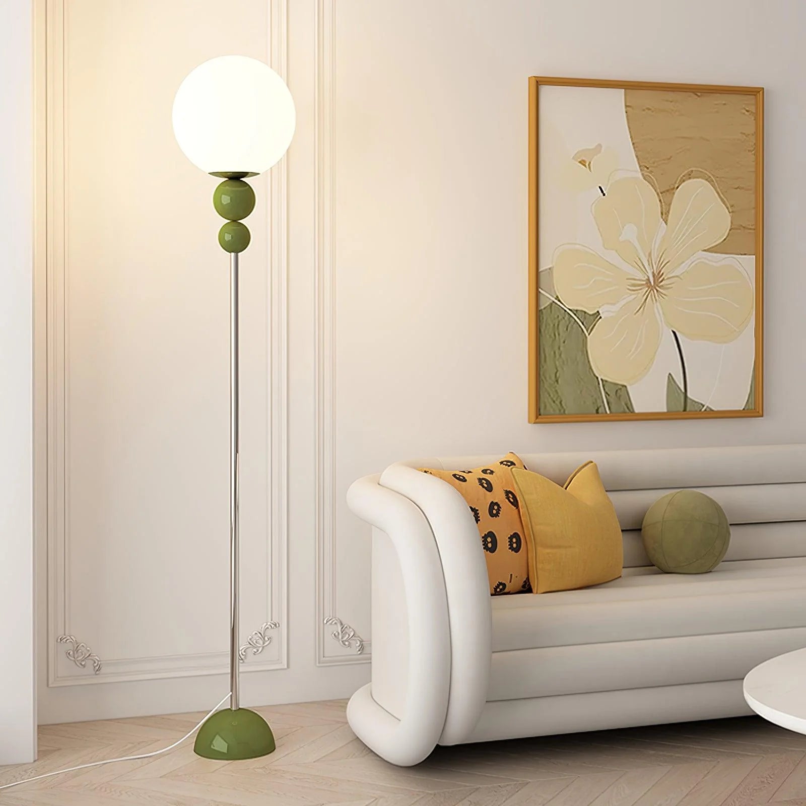Lampadaire crème minimaliste et créatif avec boutons de fleurs