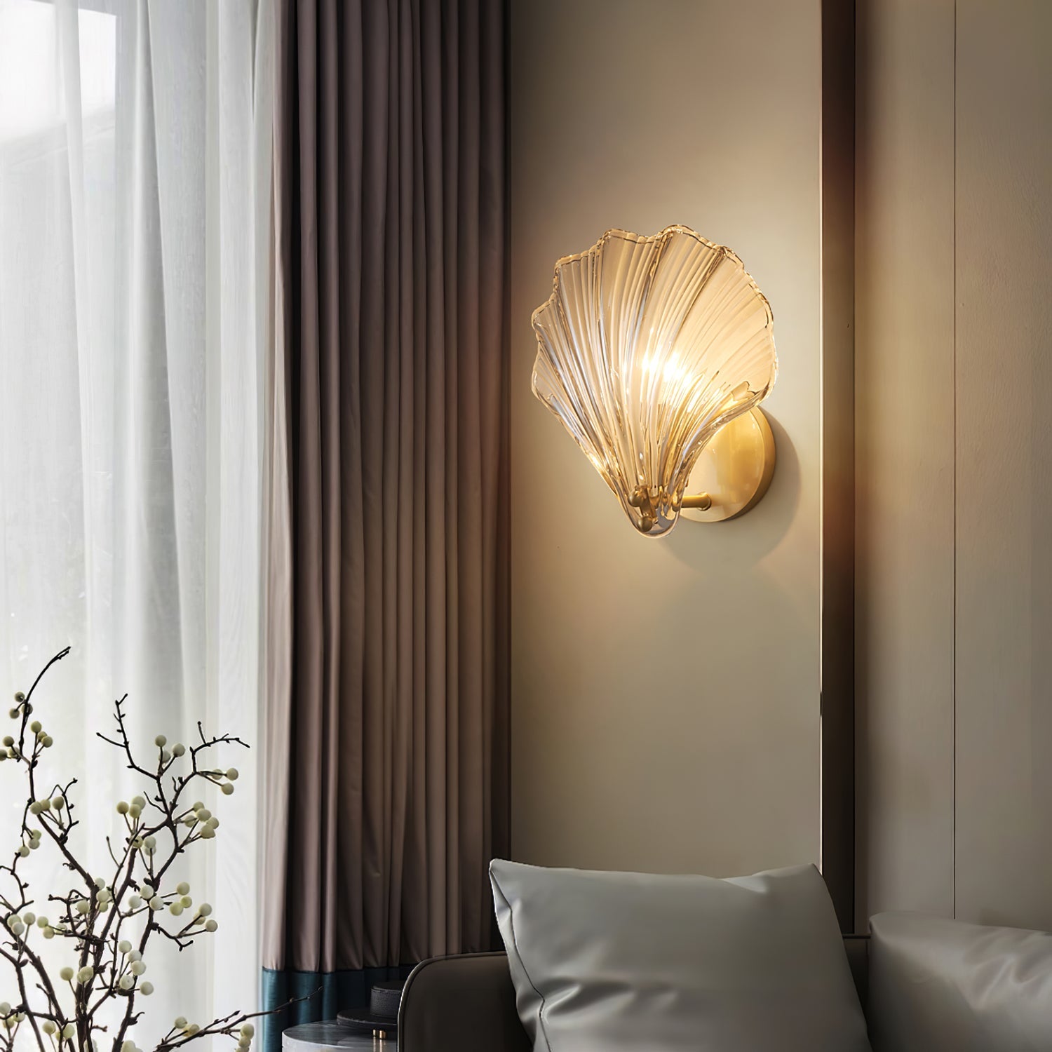 Applique murale tendance en verre coquillage