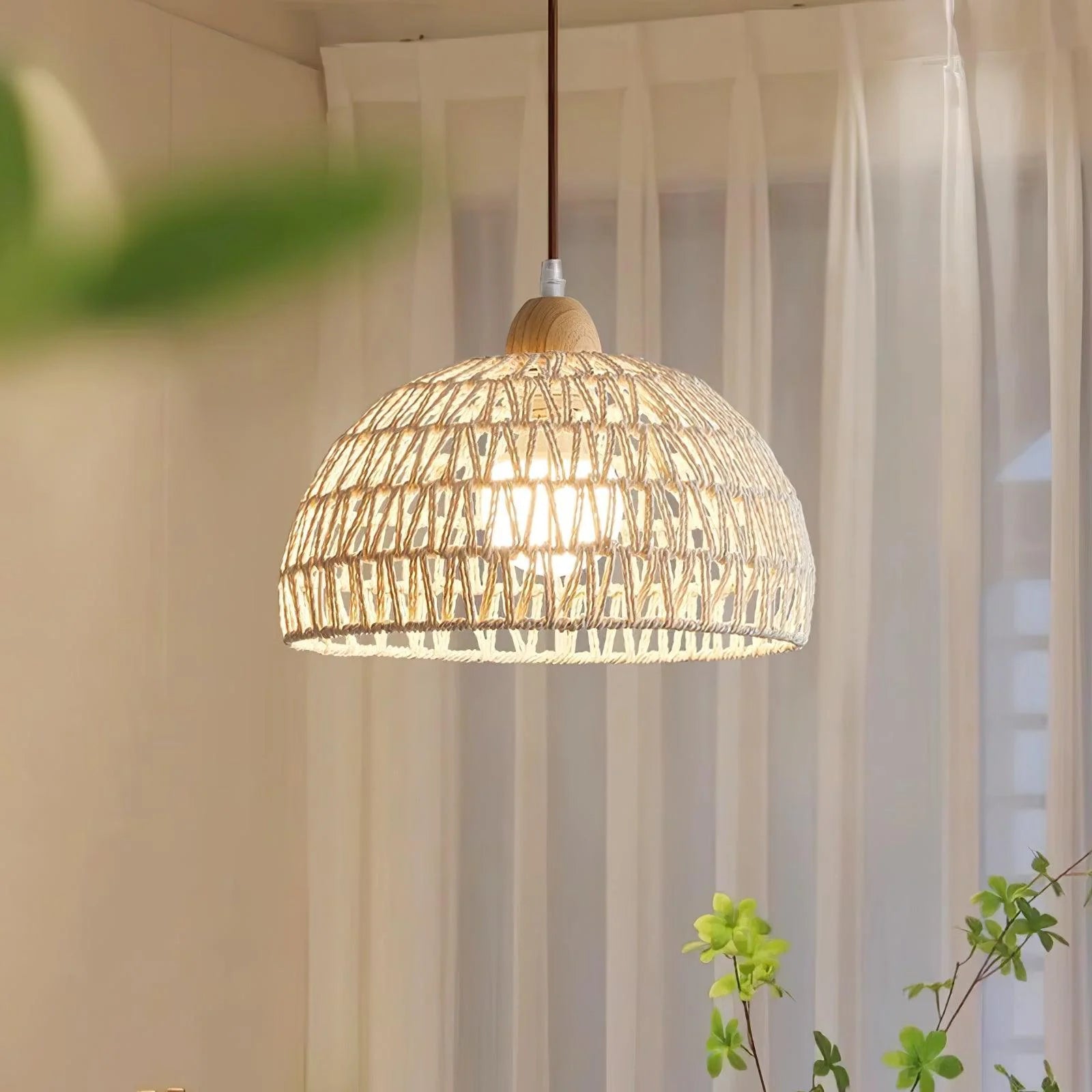 Lampada a sospensione Arco in rattan