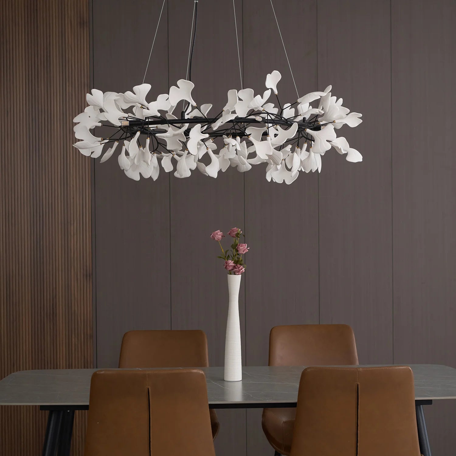 Traditional Gingko Ceramic Chandelier