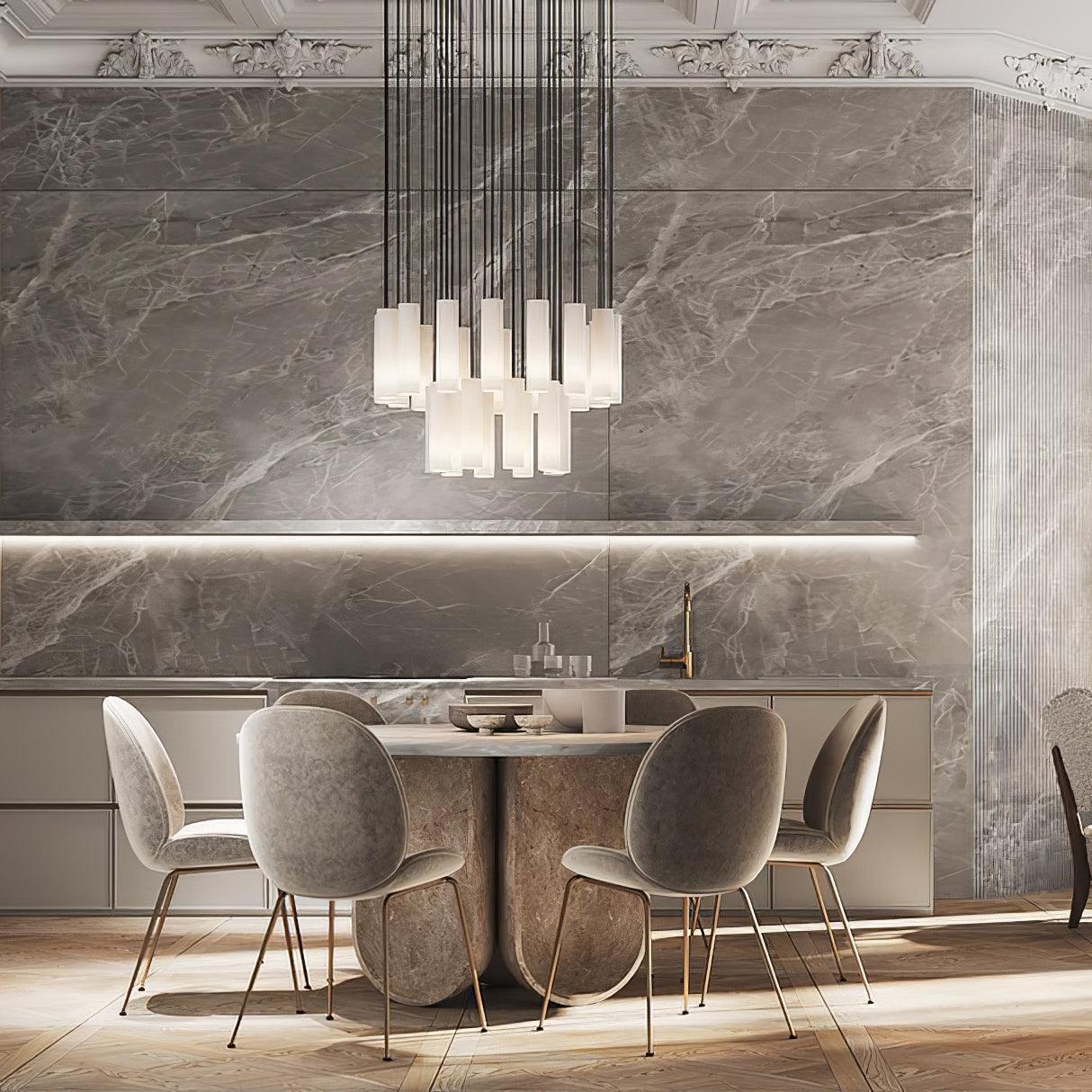 Lampe à suspension élégante en marbre cylindrique
