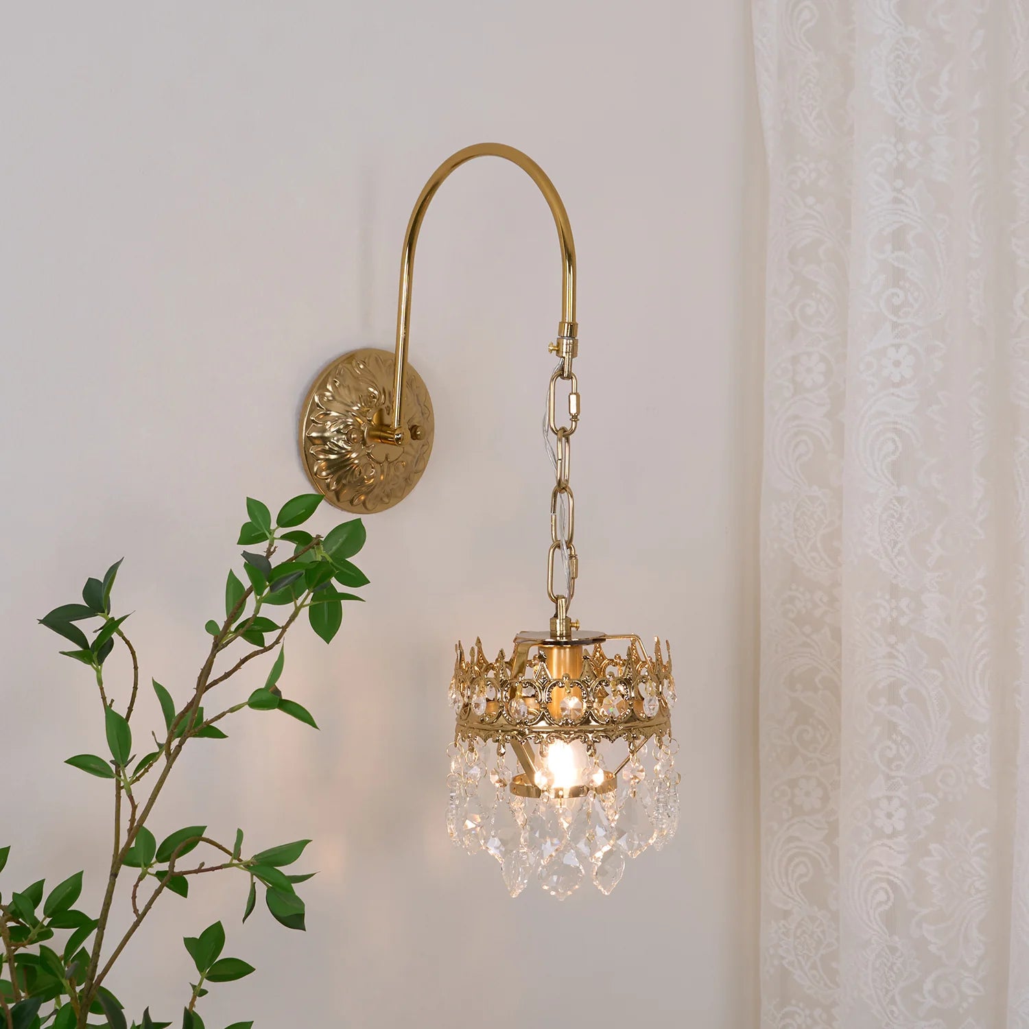 Applique murale vintage en cristal de couronne