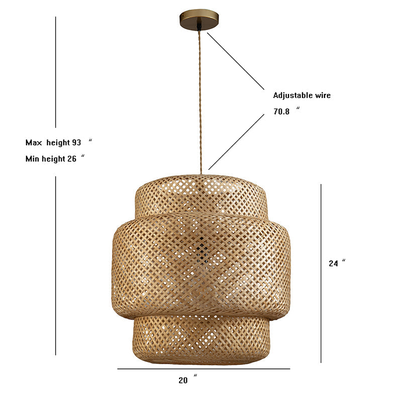 Lampada a sospensione a tre livelli in rattan stile Boho