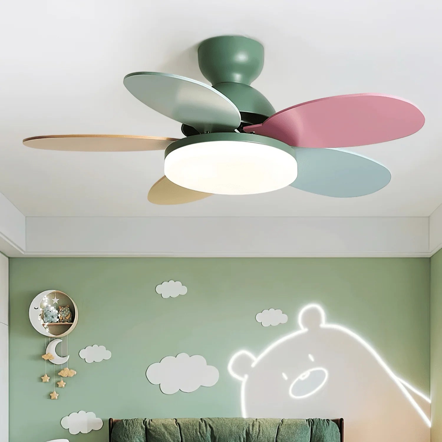 Colorful PetalGlow Acrylic Fan Light