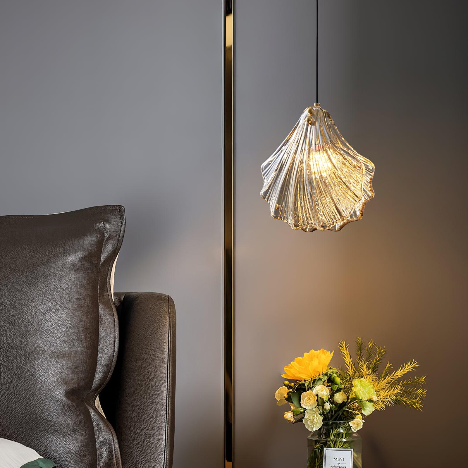 Lampe à suspension moderne en verre de coquille