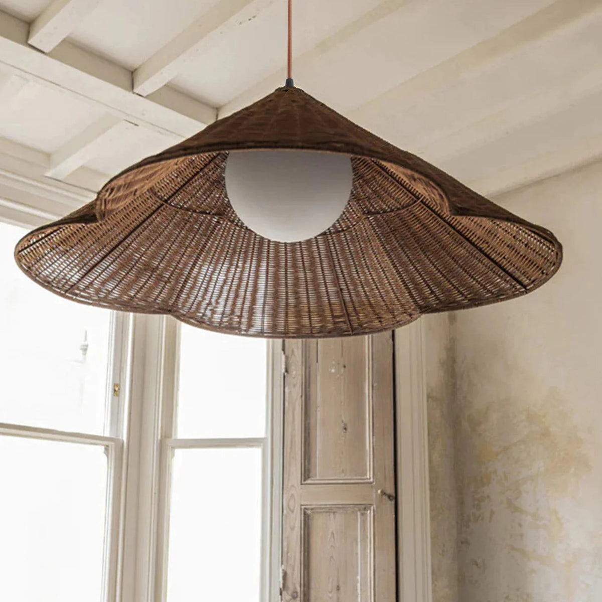 Boho geweven geschulpte hanglamp