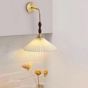 Modern Pleated Walnut Wall Lamp