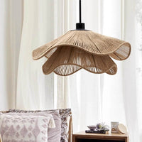 Glarefusion Vintage Straw Hat Petal Chandelier