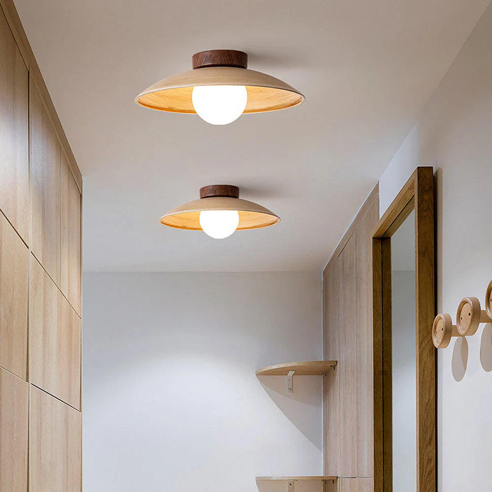 Plafonnier rond classique en bois