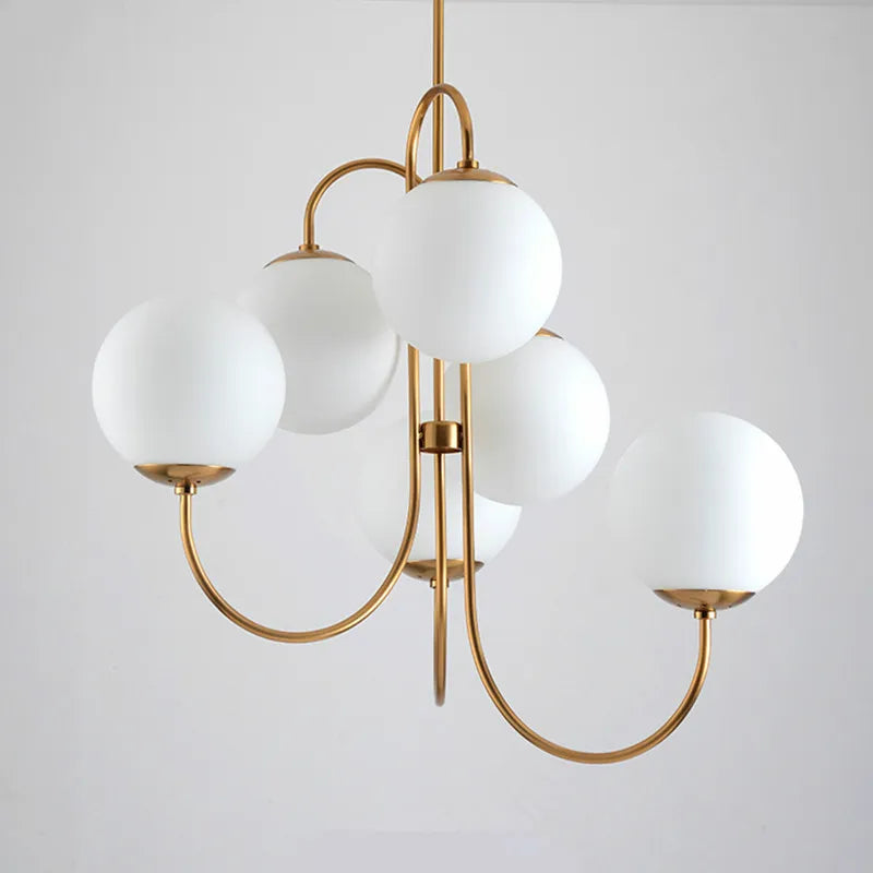 Vintage Metal Framed Glass Chandelier