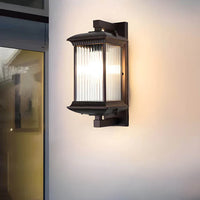 Elegant Rectangular Lantern-Style Glass Wall Light