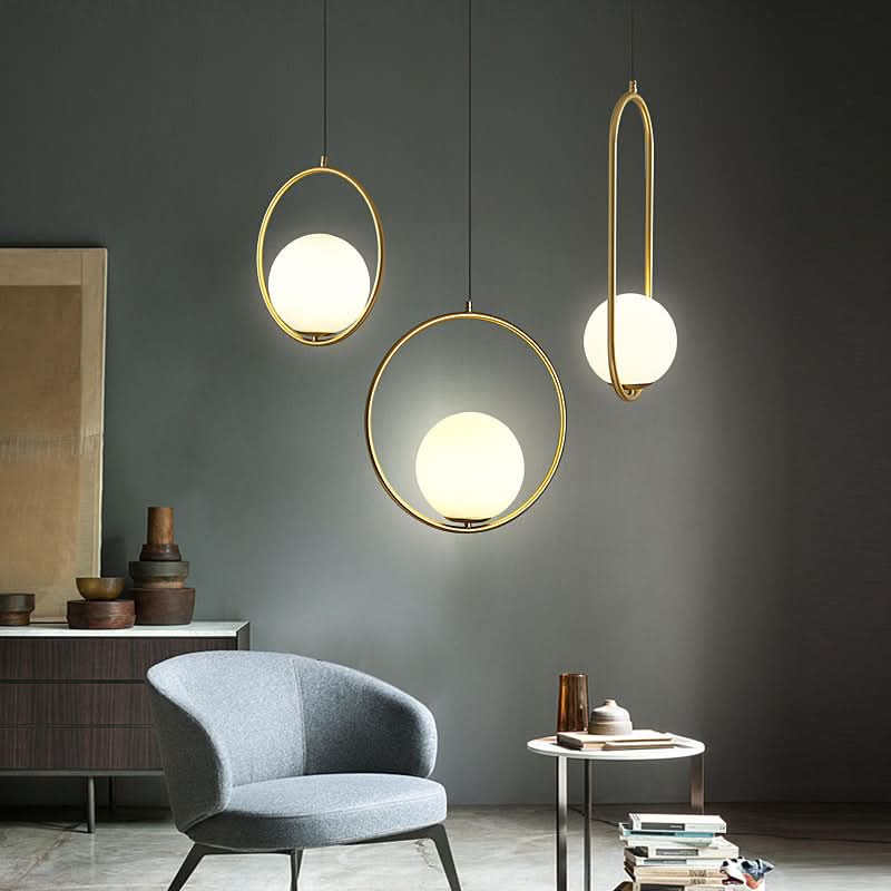 Lampadario moderno a sfera in vetro smerigliato Glarefusion