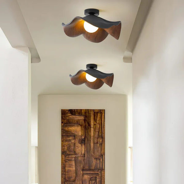 Valnødbladformet moderne minimalistisk soveværelsesloftslampe