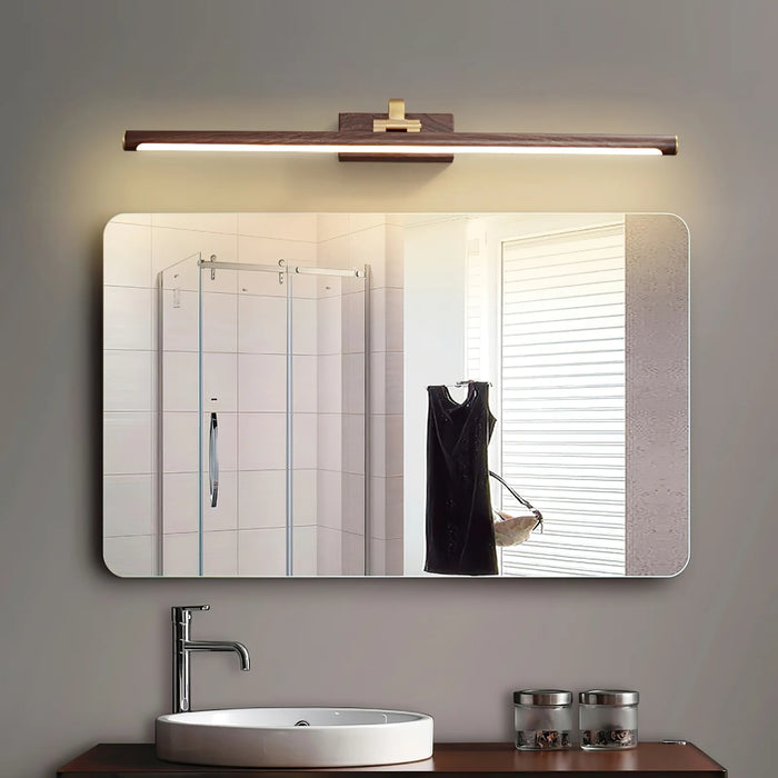 Luxe Brass & Walnut Linear Wall Light