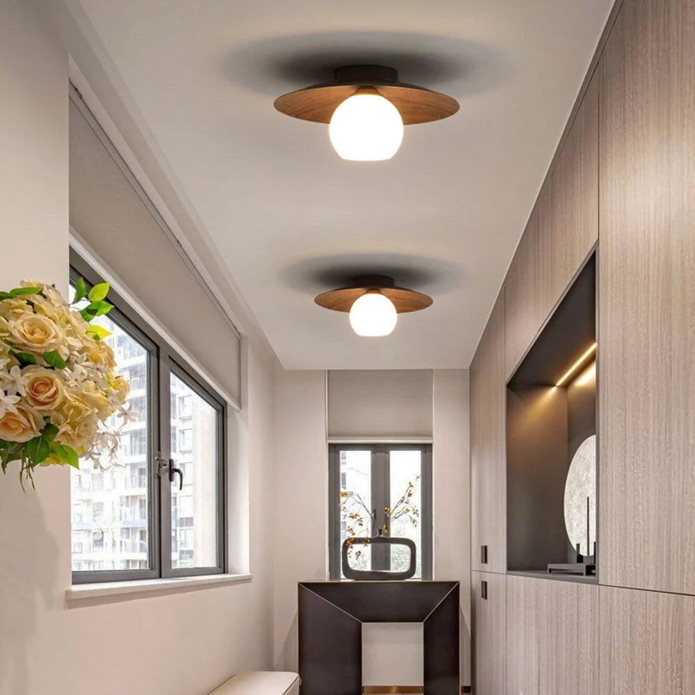Plafonnier rond moderne en bois