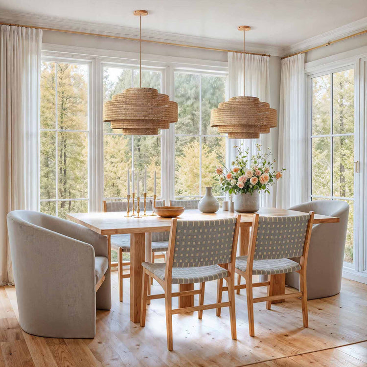 Boho Layered Rattan Pendant Light