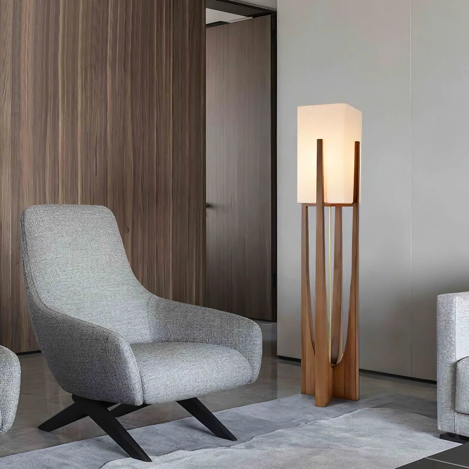 Lampadaire rustique en tissu en forme de U