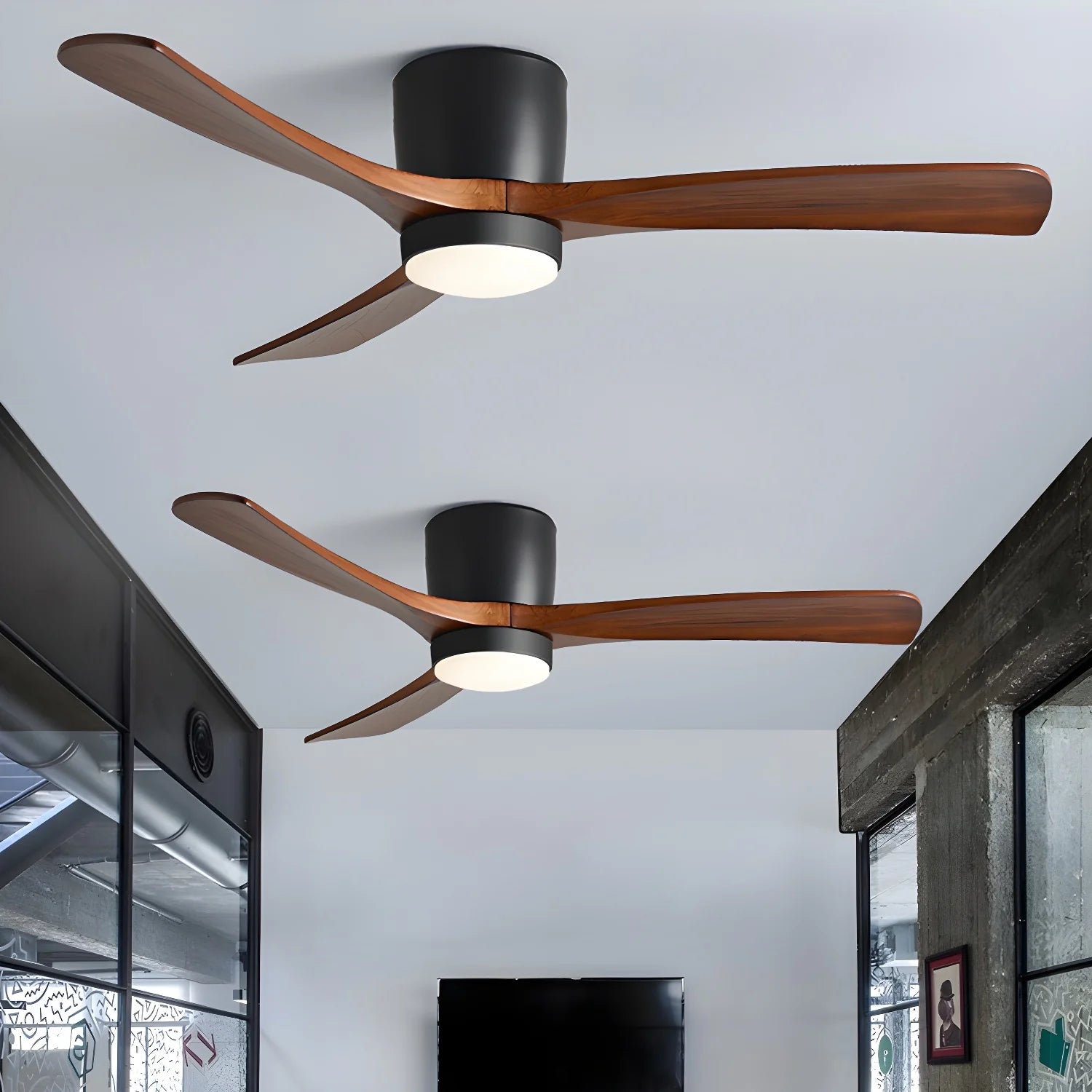 Lampe de ventilateur de plafond moderne WoodAura