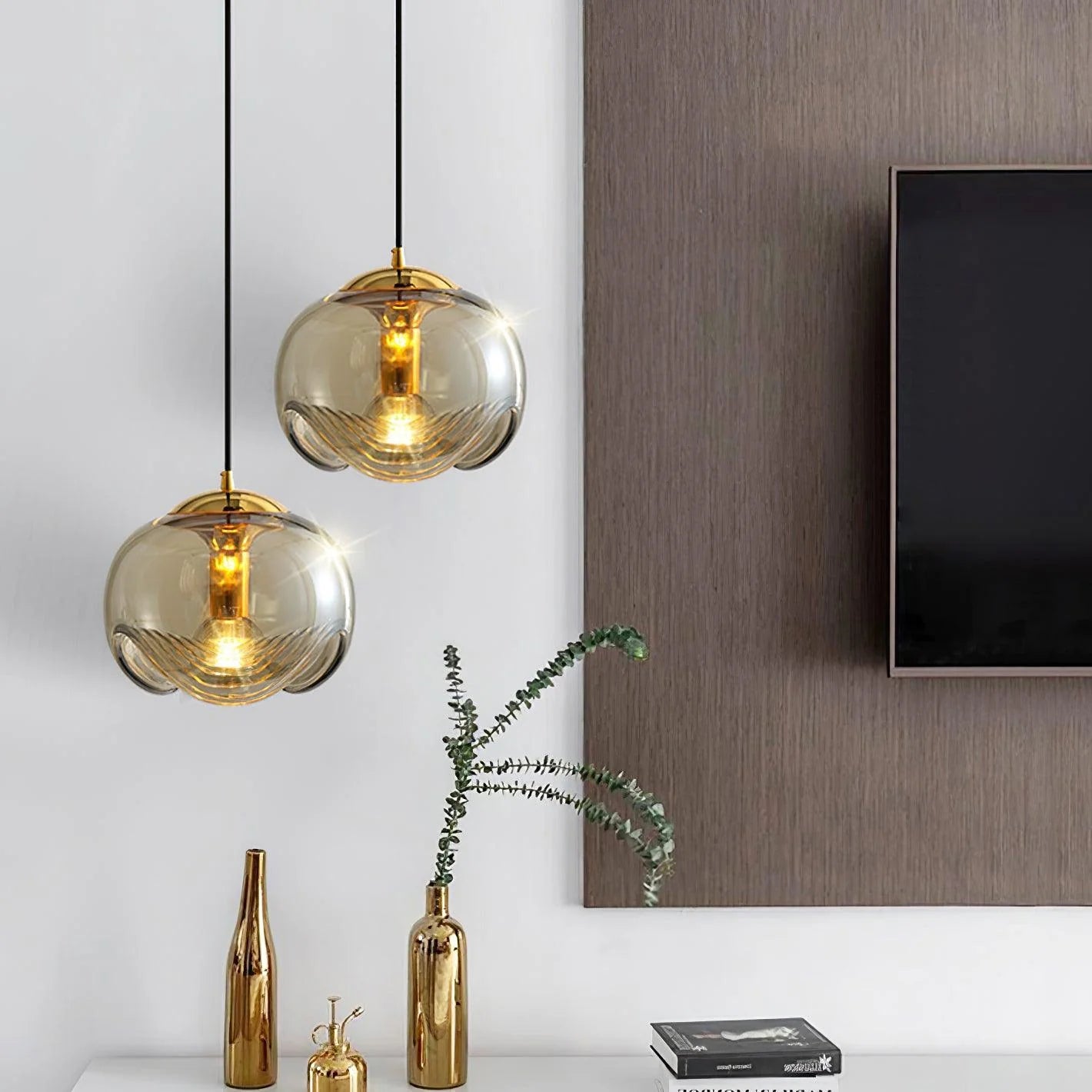 Lampe à suspension en verre à sphère ronde tendance