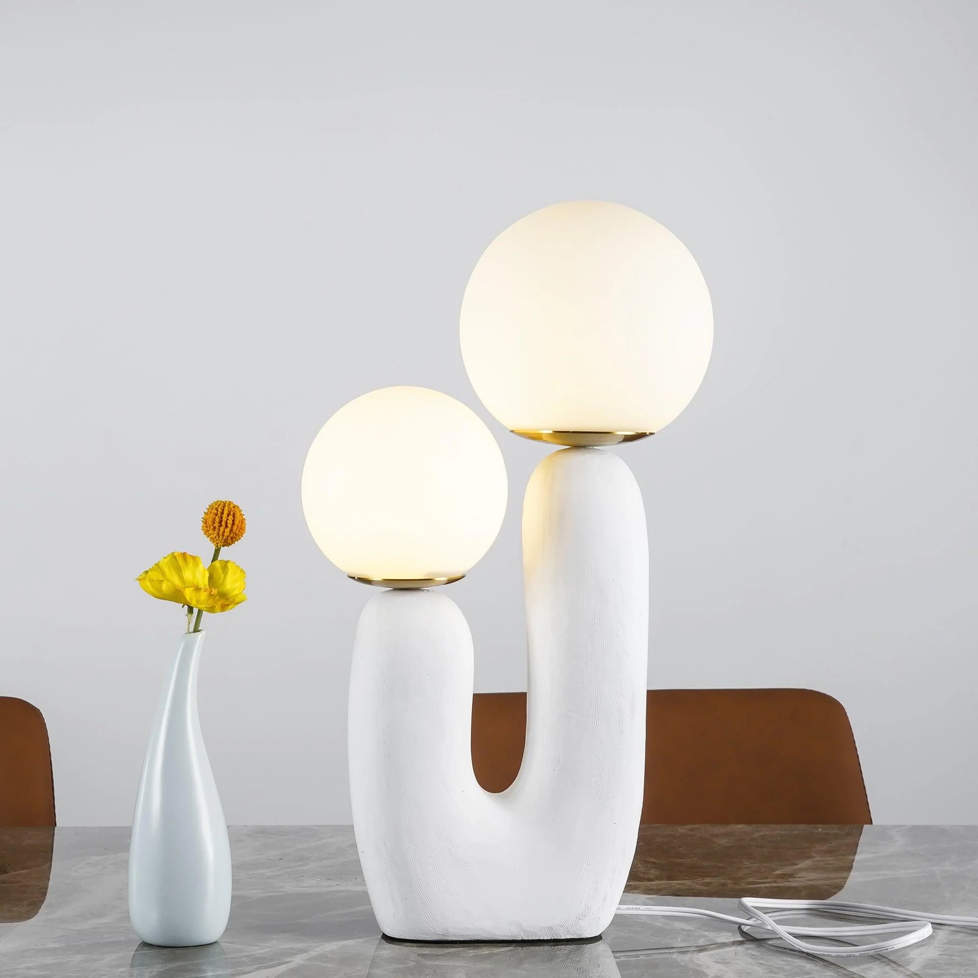 Lampe de table en verre à sphère tendance Cactus