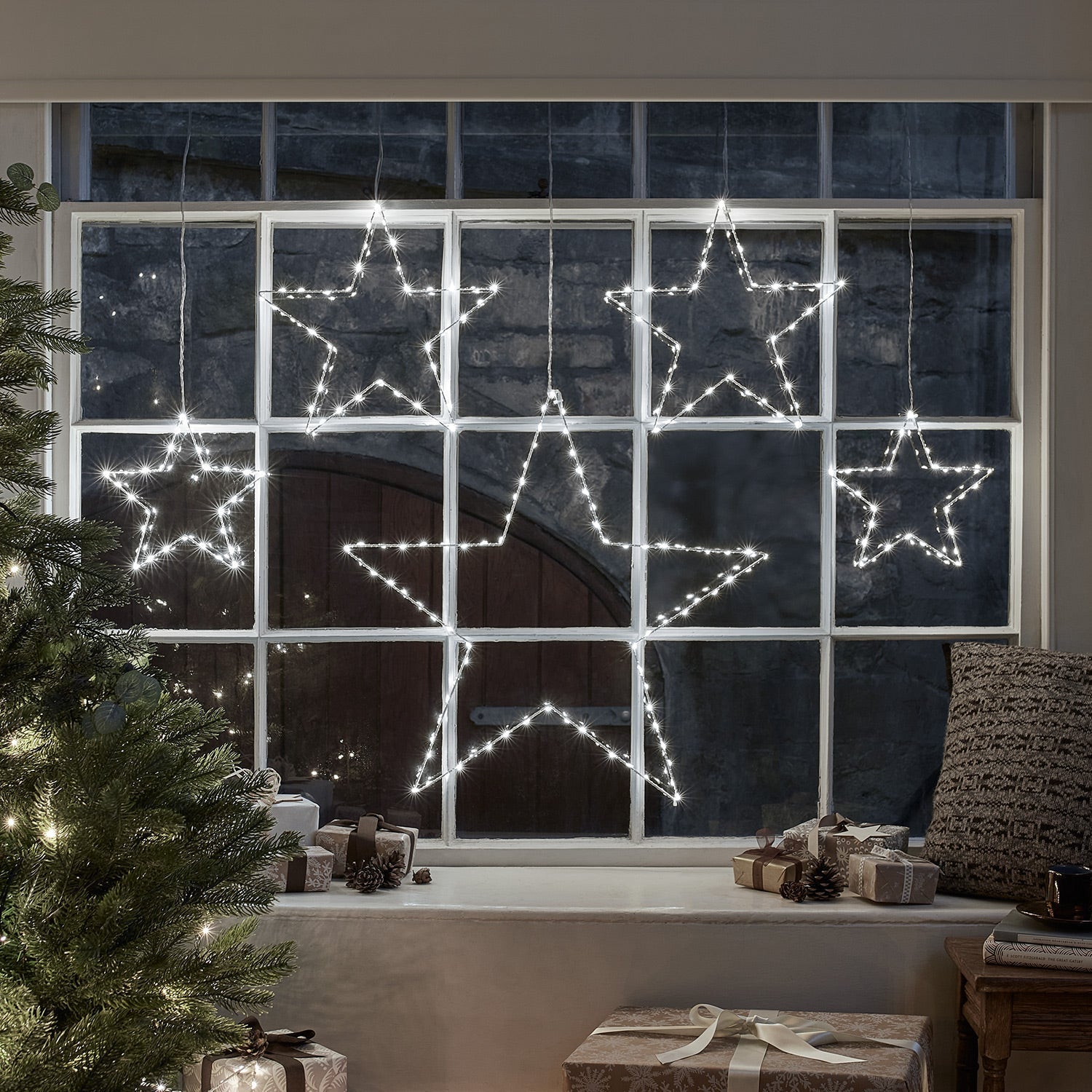 Rideaux lumineux à LED en forme d'étoile Osby bicolore