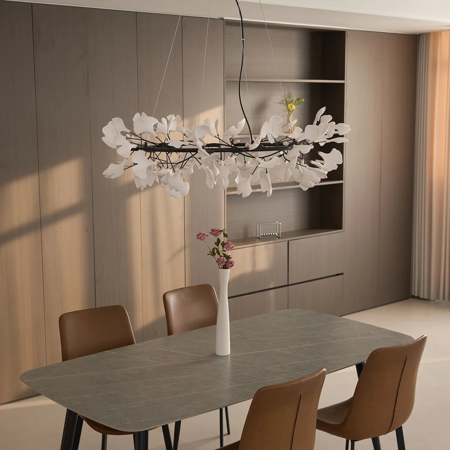 Traditional Gingko Ceramic Chandelier