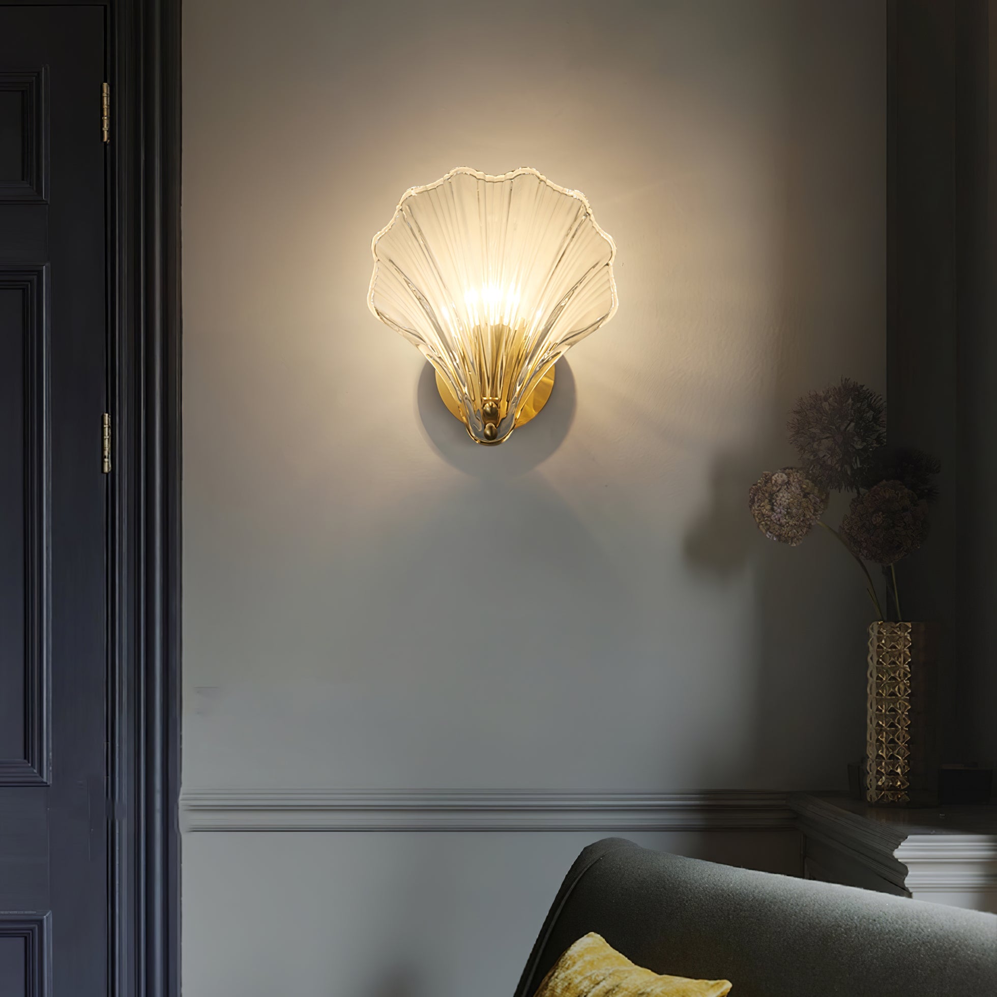 Applique murale tendance en verre coquillage