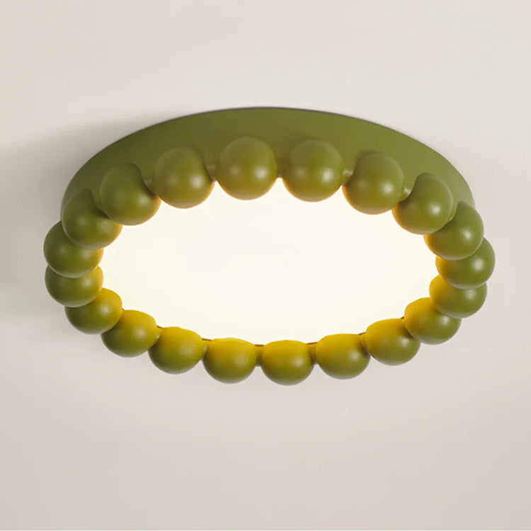 Moderne, rund, flettet glasfiberloftslampe