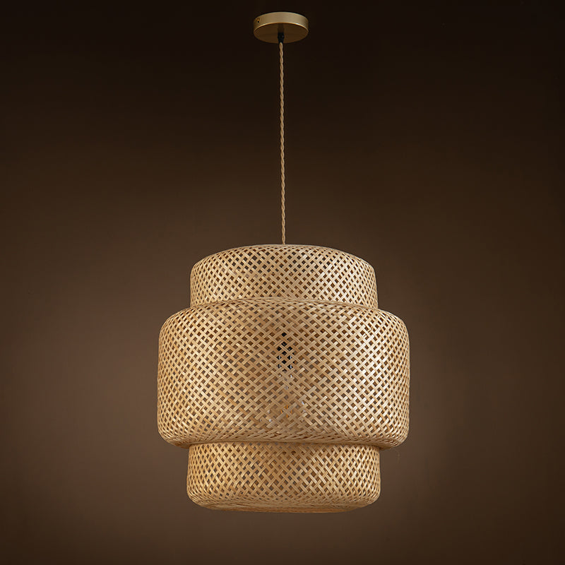 Lampada a sospensione a tre livelli in rattan stile Boho