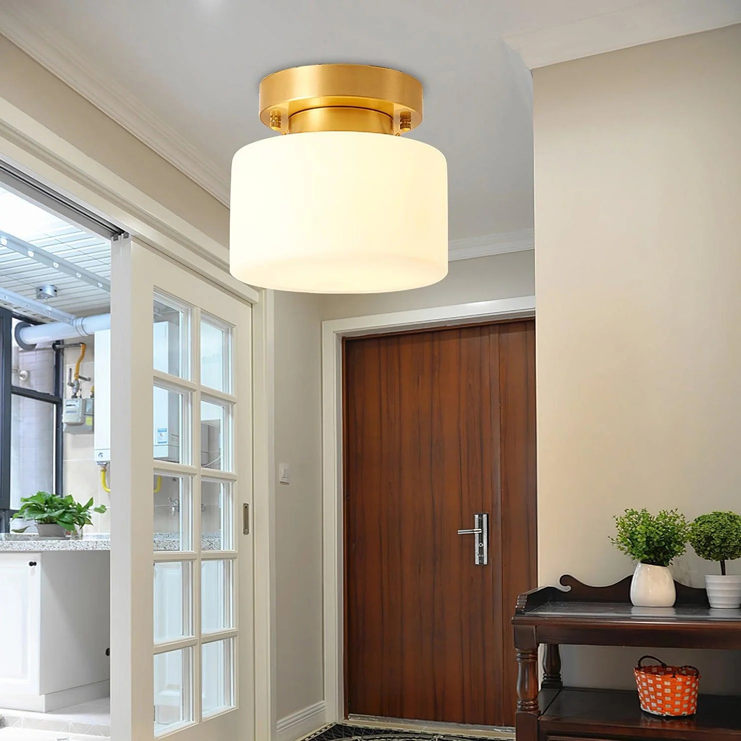 Modern Drum Glass Ceiling Light