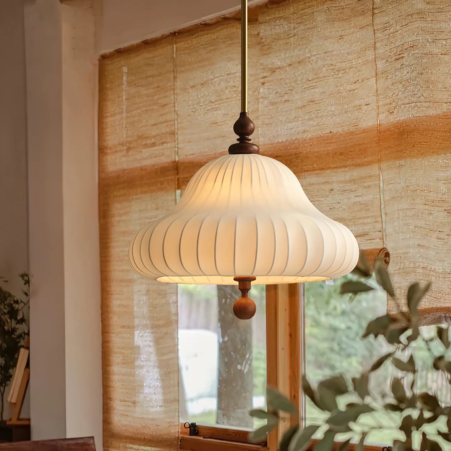 Lampe à suspension en tissu pétale oriental