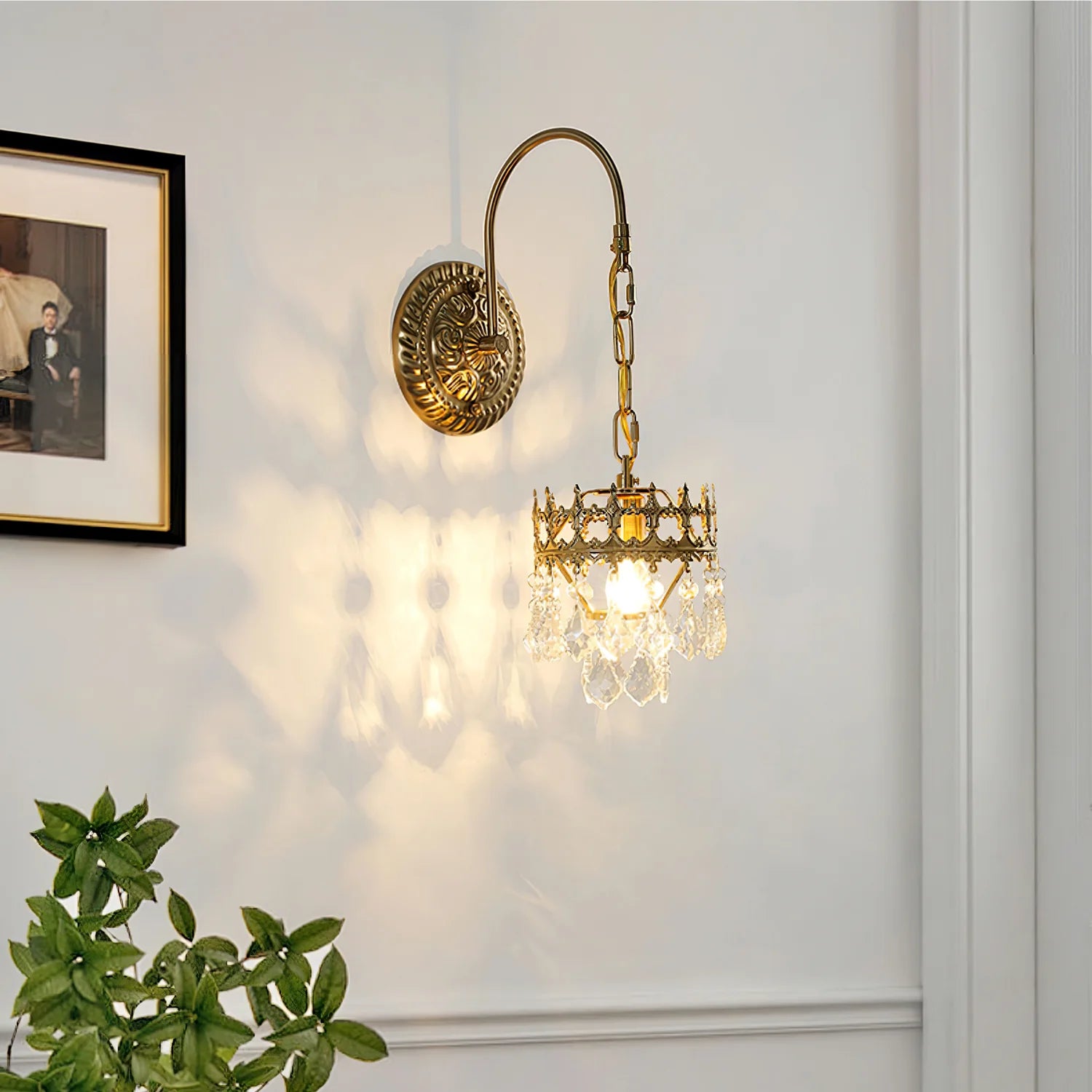 Applique murale vintage en cristal de couronne