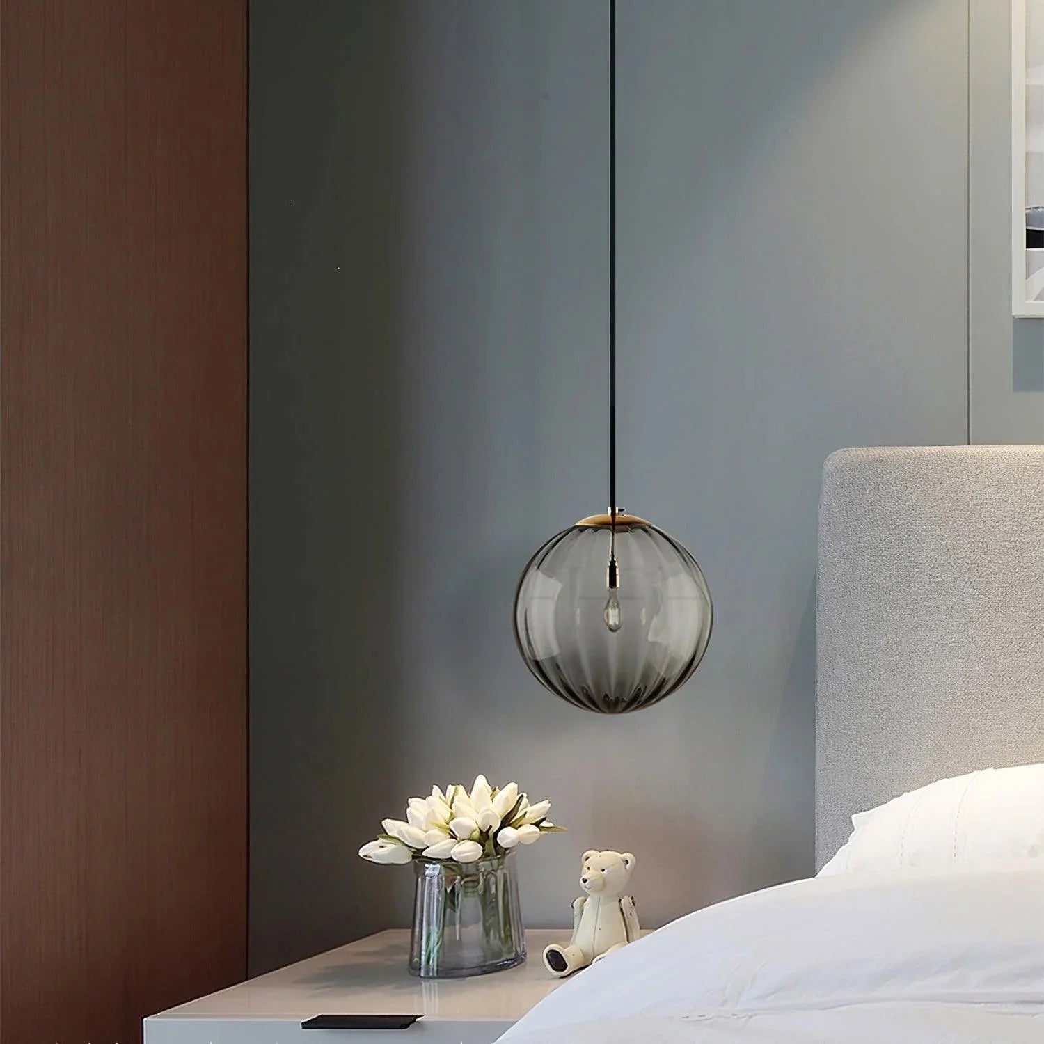 Moderne rund glaskugle pendellampe