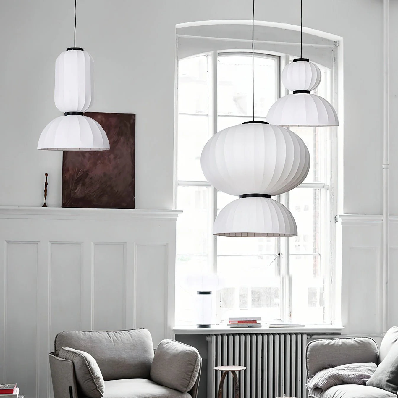 Suspension ronde minimaliste en soie