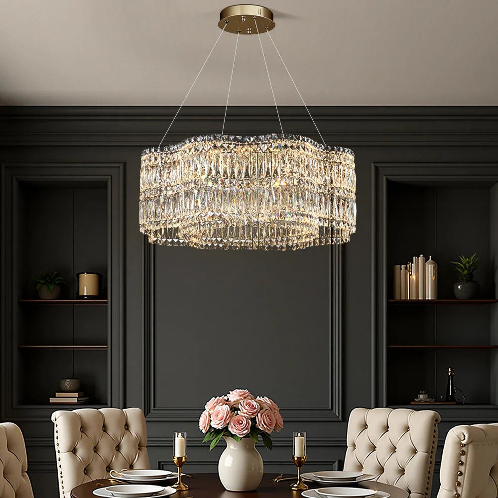 Lampadario elegante moderno con cristalli a forma di fiori