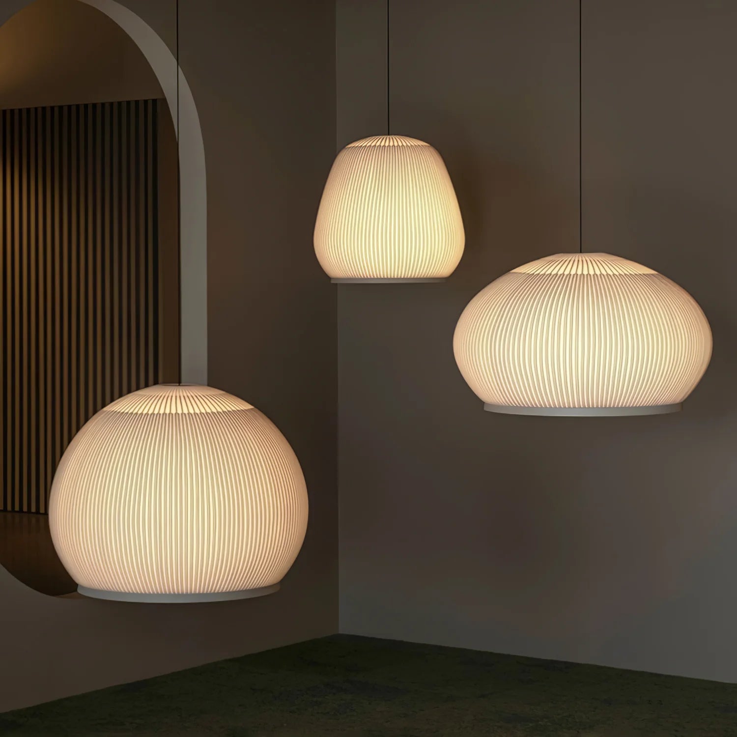 Lampe à suspension ronde rétro en tissu