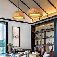 Rustic Bamboo Dome Pendant Lamp
